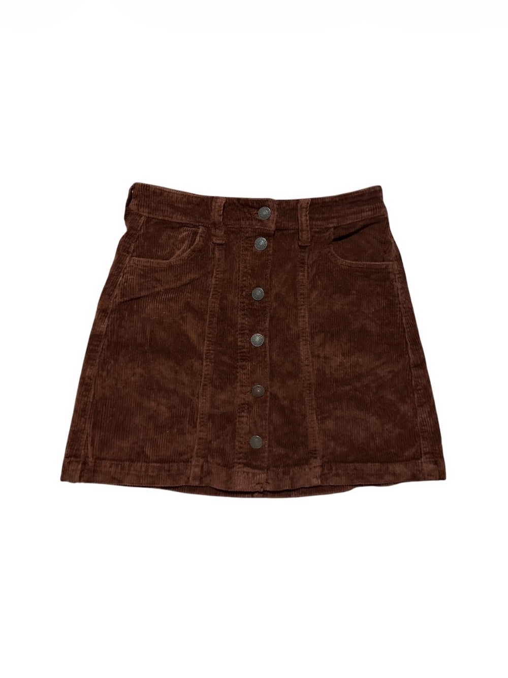 American Eagle Outfitters Chocolate Brown Corduroy Button-Front Mini Skirt